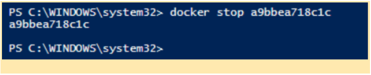 Using docker stop command to stop a container