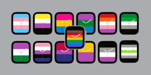 Pride flag backgrounds for Apple watches.