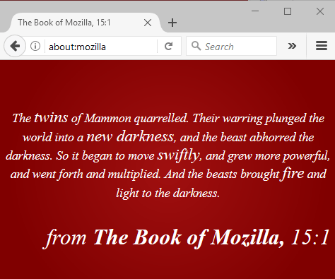 Finding the Best Coding Easter Eggs - A verse from The Book of Mozilla
