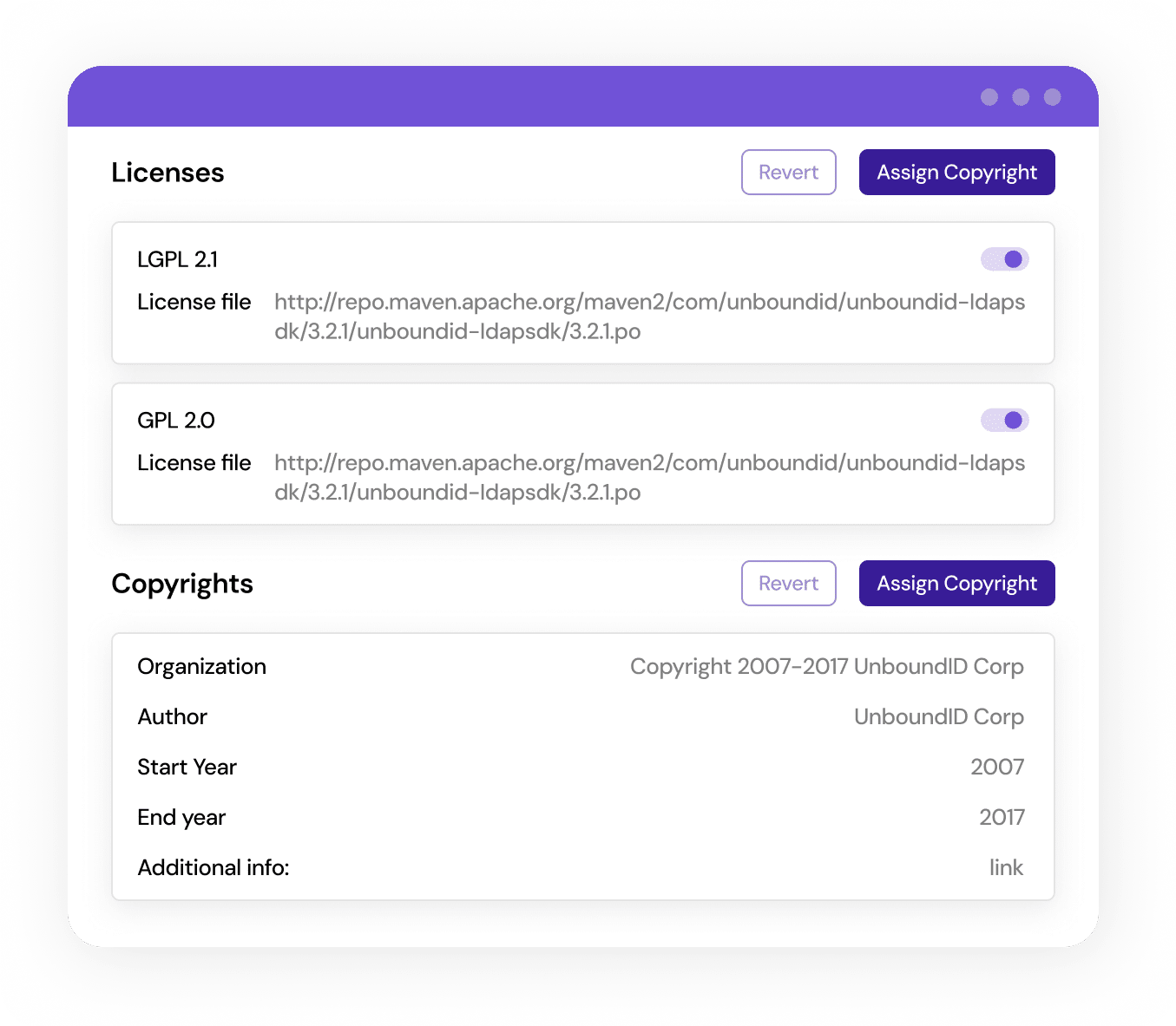 License compliance support