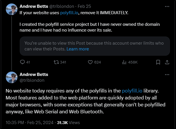 More than 100K sites impacted by Polyfill supply chain attack - polyfill notification