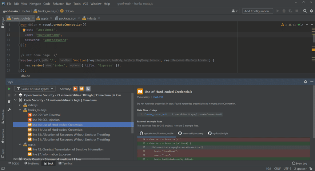 Top 7 SAST tools for DevSecOps Teams in 2025 - snyk ui