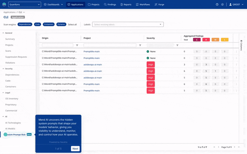 Mend Forge - system prompt gif