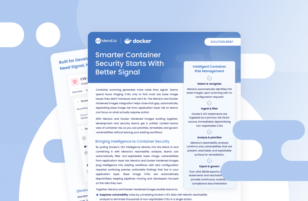 Resources - Mend.io Docker solution brief graphic