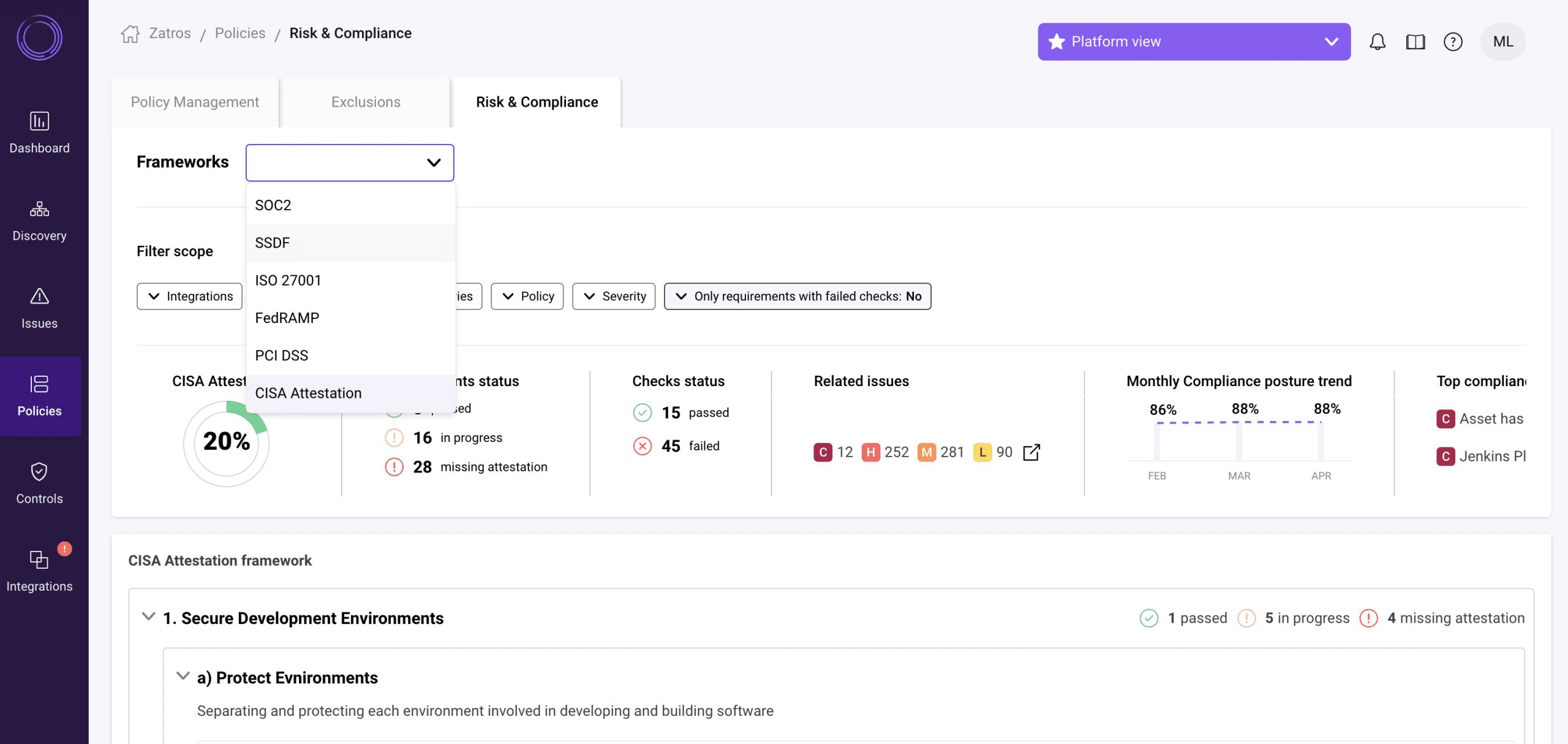 Legit Security platform screenshot