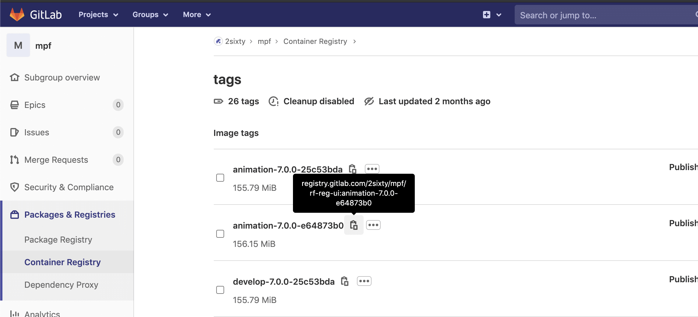 GitLab DevSecOps platform security scanning results