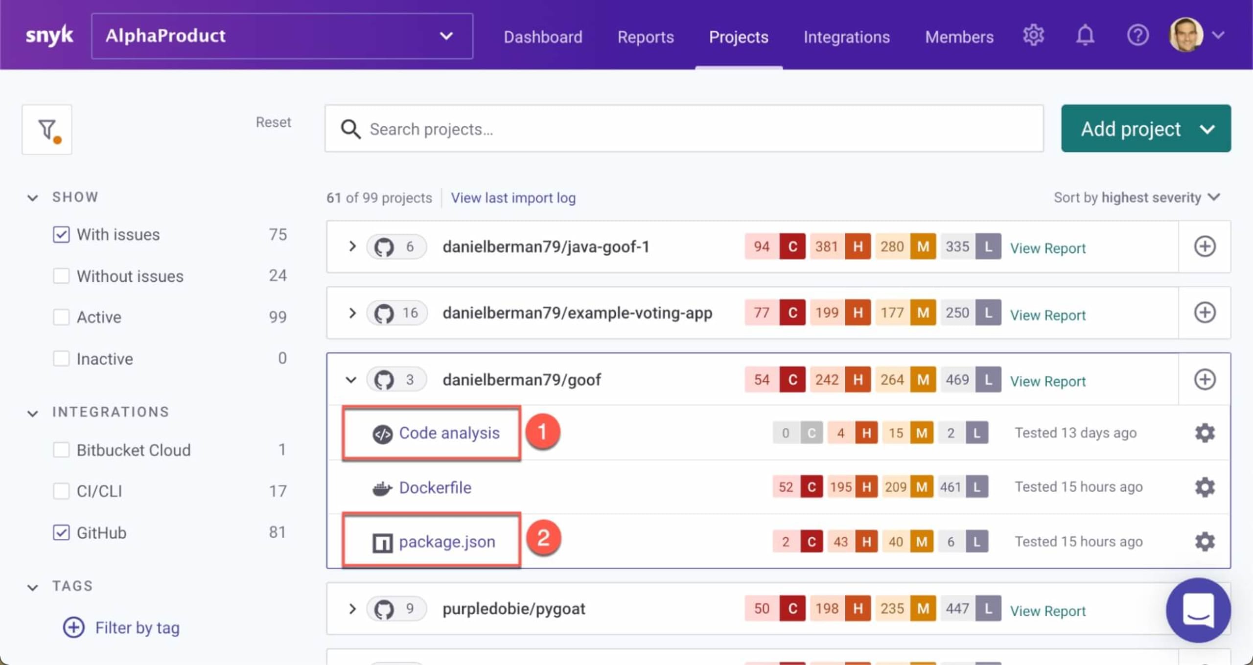 Snyk developer security platform combining SAST and SCA scanning